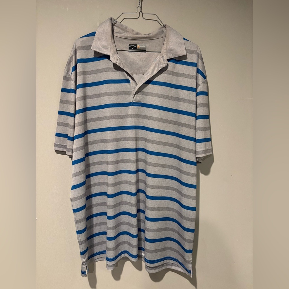 Callaway Men's Polo with Gray and Blue Stripes